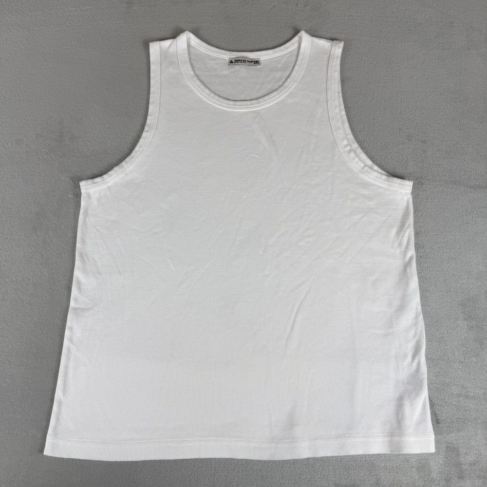 American Giant Rib Tank Top Mens 2XL White Cotton Stretch $48 USA New NWOT